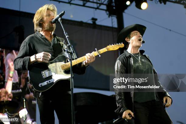 Ronnie Dunn and Kix Brooks of Brooks & Dunn perform as part of the Stagecoach Music Festival at the Empire Polo Fields on April 25, 2010 in Indio,...