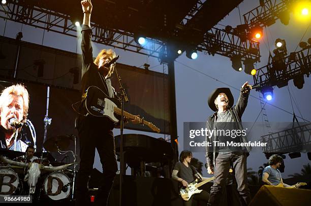 Ronnie Dunn and Kix Brooks of Brooks & Dunn perform as part of the Stagecoach Music Festival at the Empire Polo Fields on April 25, 2010 in Indio,...