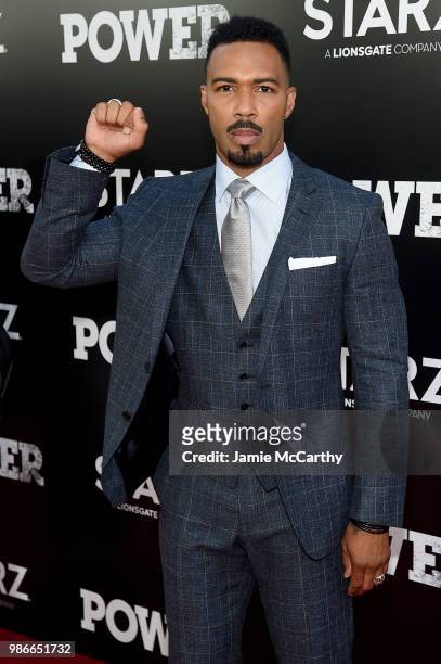 Omari Hardwick attends the Starz "Power" The Fifth Season NYC Red Carpet Premiere Event & After Party on June 28, 2018 in New York City.
