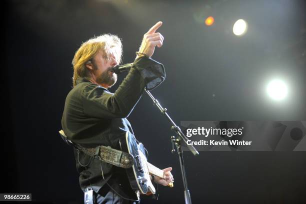 Musician Ronnie Dunn of Brooks & Dunn performs during day 2 of Stagecoach: California's Country Music Festival 2010 held at The Empire Polo Club on...