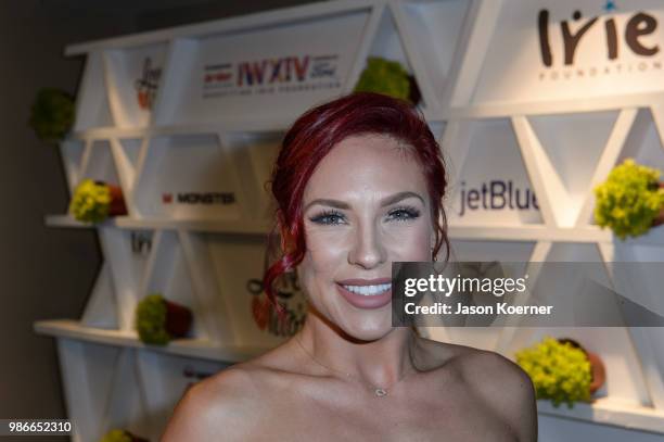 Sharna Burgess from Dancing from the Stars attends Give From the Heart #InspIRIE at the Fontainebleau Miami Beach during Irie Weekend 2018 on June...