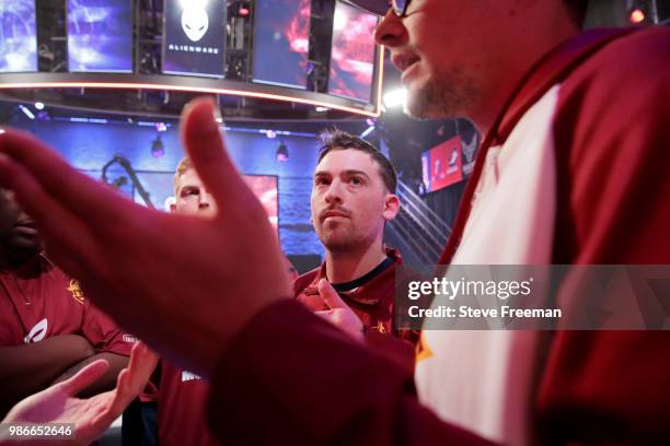 Sick x 973 of Cavs Legion Gaming Club looks on during the match against Heat Check Gaming on June 23, 2018 at the NBA 2K League Studio Powered by...