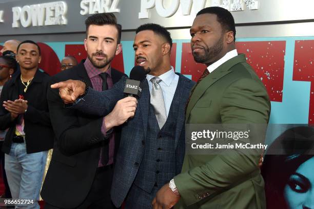 Jeremy Parsons, Omari Hardwick, and Curtis "50 cent" Jackson attend the Starz "Power" The Fifth Season NYC Red Carpet Premiere Event & After Party on...