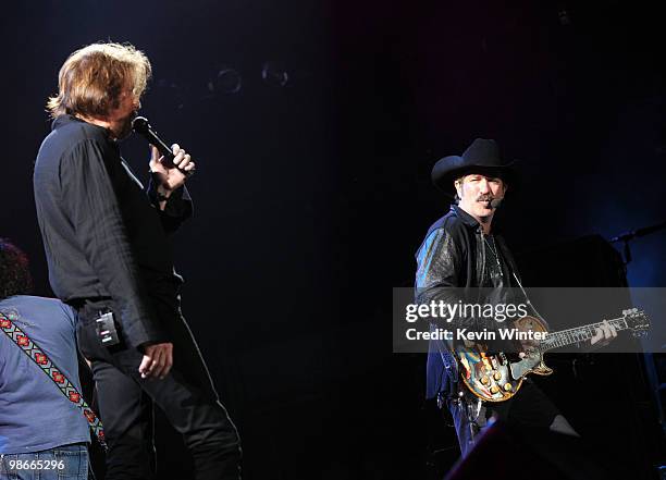 Musicians Ronnie Dunn and Kix Brooks of Brooks & Dunn perform during day 2 of Stagecoach: California's Country Music Festival 2010 held at The Empire...