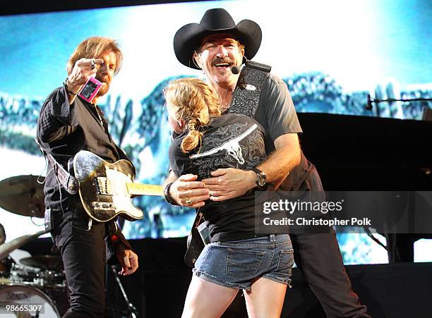 Musicians Ronnie Dunn and Kix Brooks of Brooks & Dunn perform during day 2 of Stagecoach: California's Country Music Festival 2010 held at The Empire...