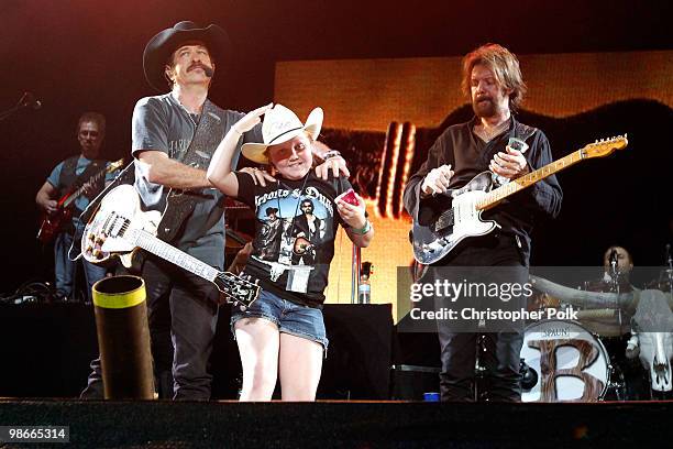 Musicians Kix Brooks and Ronnie Dunn of Brooks & Dunn perform during day 2 of Stagecoach: California's Country Music Festival 2010 held at The Empire...