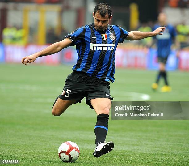 Dejan Stankovic of FC Internazionale Milano in action during the Serie A match between FC Internazionale Milano and Atalanta BC at Stadio Giuseppe...