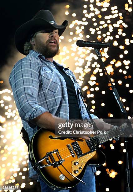 Musician Toby Keith performs during day 2 of Stagecoach: California's Country Music Festival 2010 held at The Empire Polo Club on April 25, 2010 in...