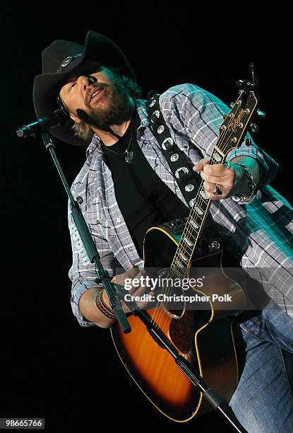 Musician Toby Keith performs during day 2 of Stagecoach: California's Country Music Festival 2010 held at The Empire Polo Club on April 25, 2010 in...