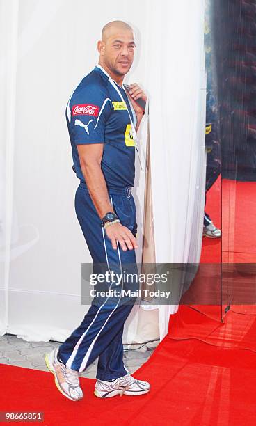 Andrew Symonds arrives for the IPL Awards night in Mumbai on April 23, 2010.