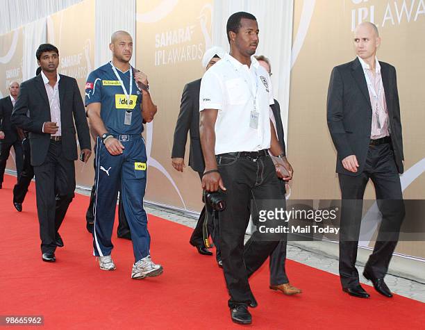Cricketer Andrew Symonds arrives for the IPL Awards night in Mumbai on April 23, 2010.