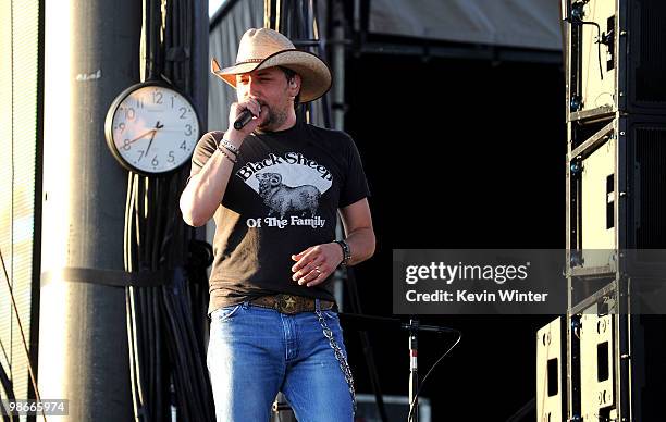 Musician Jason Aldean performs during day 2 of Stagecoach: California's Country Music Festival 2010 held at The Empire Polo Club on April 25, 2010 in...