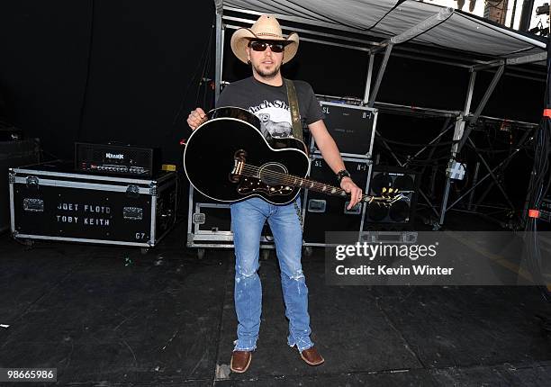 Musician Jason Aldean poses onstage during day 2 of Stagecoach: California's Country Music Festival 2010 held at The Empire Polo Club on April 25,...