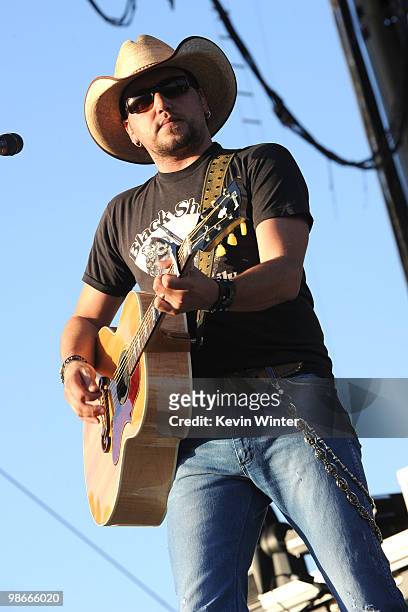 Musician Jason Aldean performs during day 2 of Stagecoach: California's Country Music Festival 2010 held at The Empire Polo Club on April 25, 2010 in...