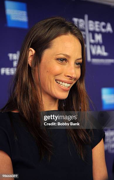 Christy Turlington Burns attends the "No Woman No Cry" premiere during the 9th Annual Tribeca Film Festival at the Village East Cinema on April 24,...
