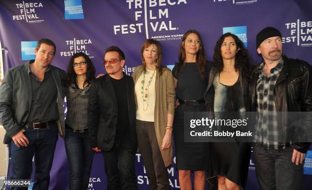 Actor Edward Burns, Ali Hewson, Bono,Tribeca Film Festival co-founder Jane Rosenthal, Christy Turlington Burns, Morleigh Steinberg and musician The...