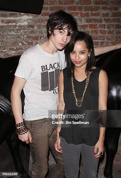 Actors Ezra Miller and Zoë Kravitz attend the "Every Day" premiere after party during the 9th Annual Tribeca Film Festival at 675 Bar on April 24,...