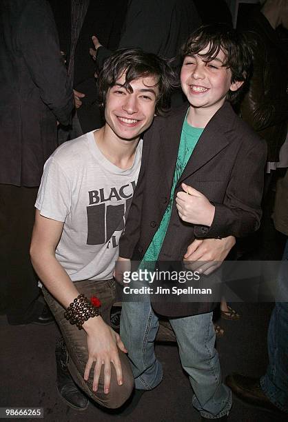 Actors Ezra Miller and Skyler Fortgang attend the "Every Day" premiere after party during the 9th Annual Tribeca Film Festival at 675 Bar on April...