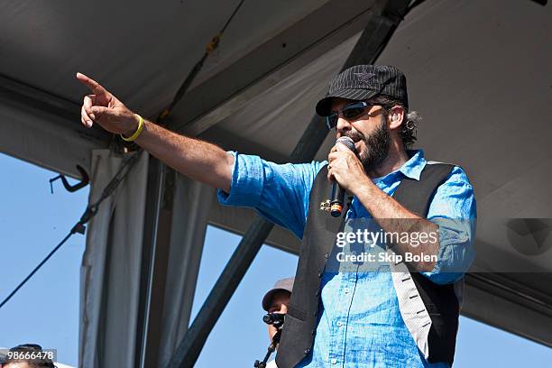 Dominican singer, songwriter and self-producer Juan Luis Guerra performs during day 3 of the 41st annual New Orleans Jazz & Heritage Festival at the...