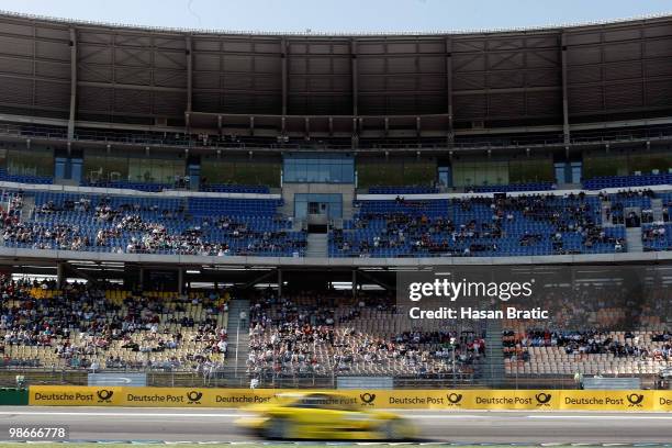 Mercedes driver David Coulthard of Scotland steers his car during the race of the DTM 2010 German Touring Car Championship on April 25, 2010 in...