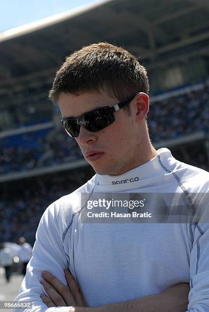 Mercedes driver Paul di Resta of Scotland seen before the race of the DTM 2010 German Touring Car Championship on April 25, 2010 in Hockenheim,...