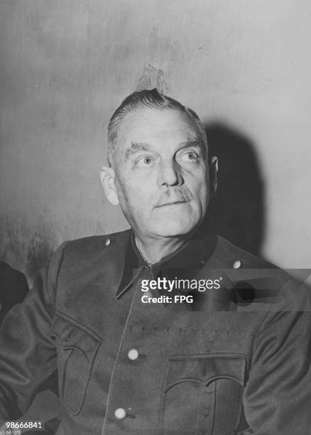 German general and Chief of the High Command, Wilhelm Keitel in his cell during the Nuremberg War Crimes Trials, Nuremberg, Germany, September 1946....