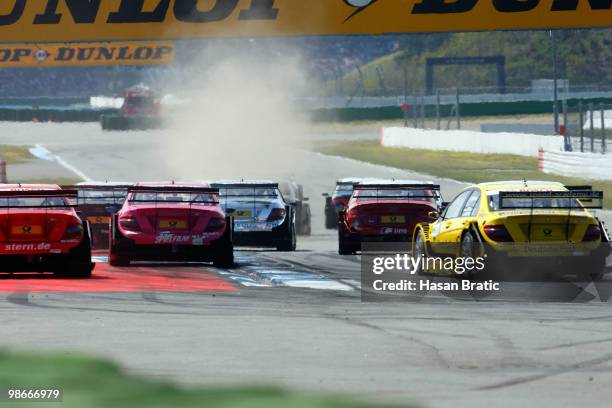 Start of the race of the DTM 2010 German Touring Car Championship on April 25, 2010 in Hockenheim, Germany.