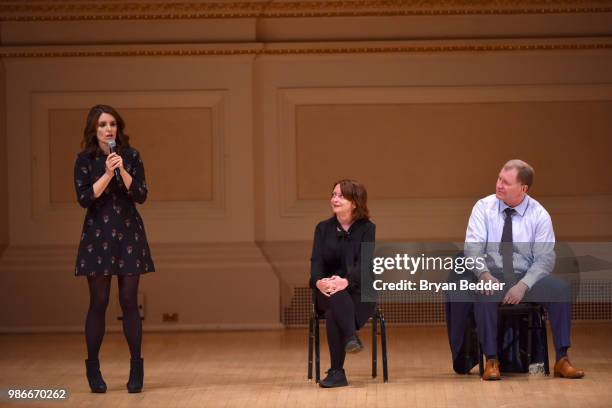 Tina Fey, Rachel Dratch and Ian Roberts perform onstage during ASSSSCAT with the Upright Citizens Brigade Live at Carnegie Hall celebrating the 20th...