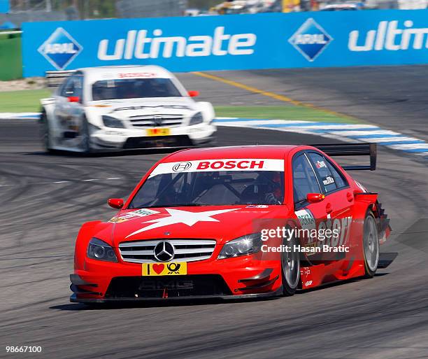 Mercedes driver CongFu Cheng of China steers his car during the race of the DTM 2010 German Touring Car Championship on April 25, 2010 in Hockenheim,...