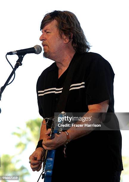 Musician Jock Bartley of Firefall pose backstage during day 2 of Stagecoach: California's Country Music Festival 2010 held at The Empire Polo Club on...