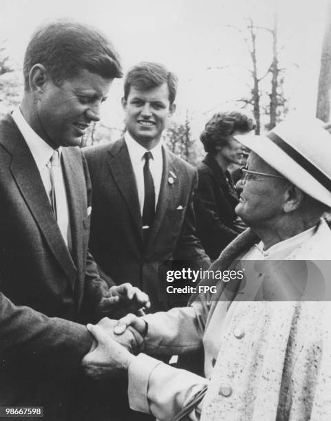 Politicians John F. Kennedy and his brother Edward Kennedy , circa 1960.