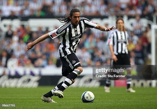 Newcastle winger Jonas Gutierrez in action during the Coca Cola Championship match between Newcastle United and Ipswich Town at St. James Park on...