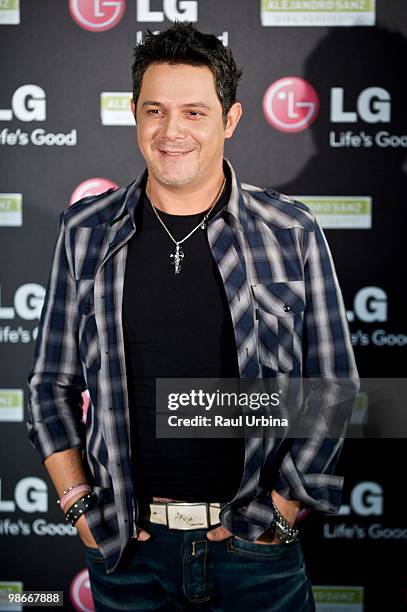 Singer Alejandro Sanz poses at the announcement for his forthcoming tour 'Paraiso' on April 26, 2010 in Madrid, Spain.