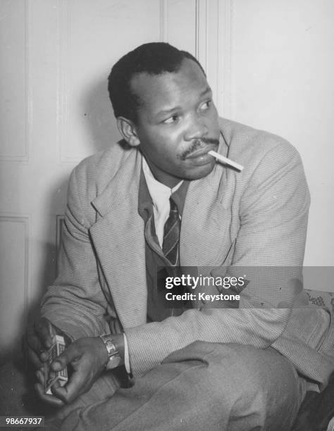 Seretse Khama , exiled kgosi of the Bamangwato people of the Bechuanaland Protectorate , London, 16th March 1950. Khama is in dispute with his uncle...