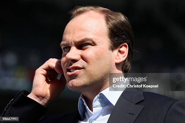 Manager Christian Nerlinger of Bayern looks on before the Bundesliga match between Borussia Moenchengladbach and FC Bayern Muenchen at Borussia Park...