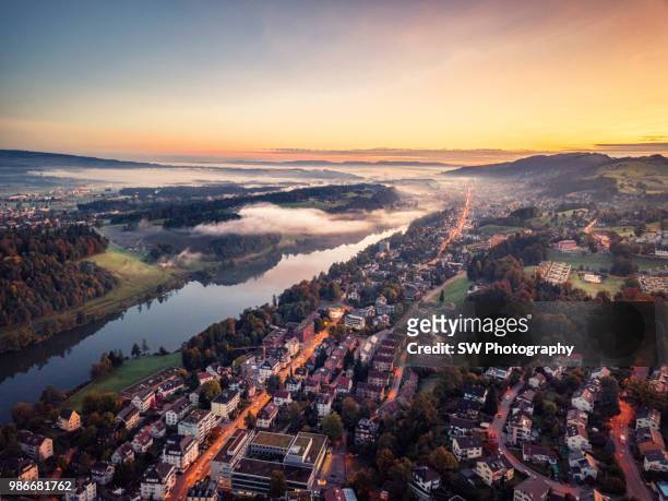 beautiful dawn in lucerne city, switzerland - schweiz stadt stock-fotos und bilder
