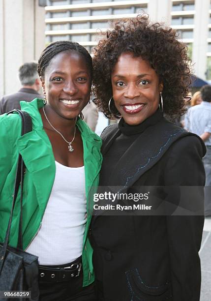 April 25: Actress Rutina Weley and Charlayne Woodard pose during the arrivals for the opening night performance of "Bengal Tiger at the Baghdad Zoo"...