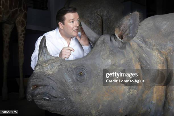 Actor Ricky Gervais poses for a portrait shoot in London on March 9, 2009.