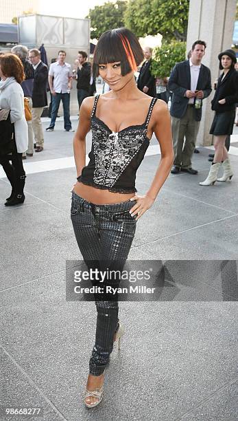 April 25: Actress Bai Ling poses during the arrivals for the opening night performance of "Bengal Tiger at the Baghdad Zoo" at the Center Theatre...