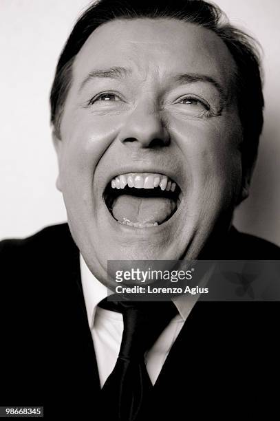 Actor Ricky Gervais poses for a portrait shoot in London on March 9, 2009.