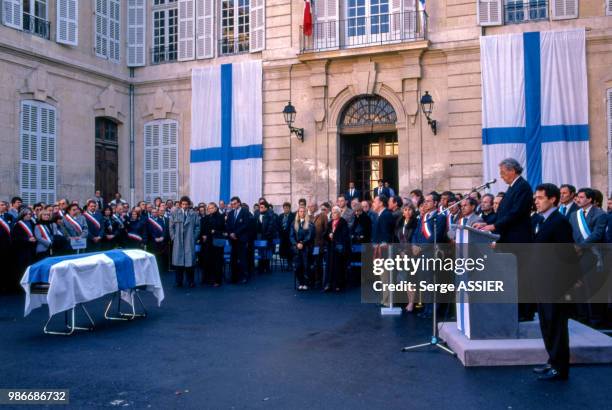 Obsèques du Dr Jean-Jacques Peschard,médecin et un homme politique français, à Marseille le 19 janvier 1990, France.