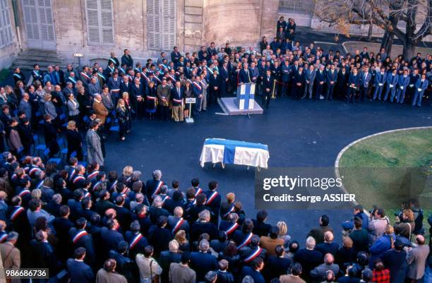 Obsèques du Dr Jean-Jacques Peschard,médecin et un homme politique français, à Marseille le 19 janvier 1990, France.