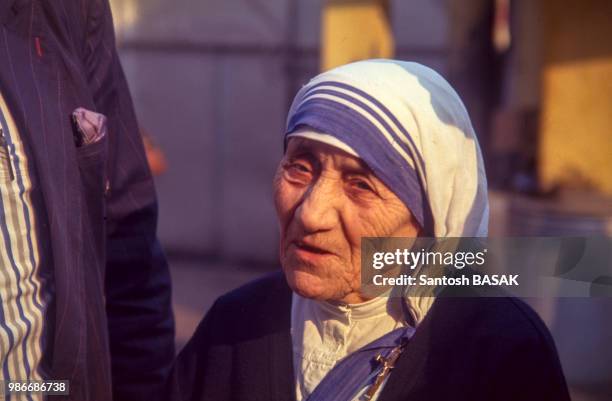 Mère Teresa, religieuse et prix nobel de la paix, le 12 janvier 1990 à Calcutta, Inde.