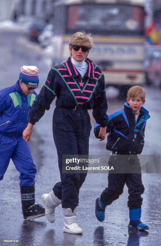 La princesse Diana aux sports d'hiver