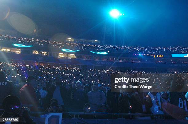 Paul McCartney performs during the Half Time Show of Super Bowl XXXIX at Alltel Stadium in Jacksonville, Florida on February 6, 2005.