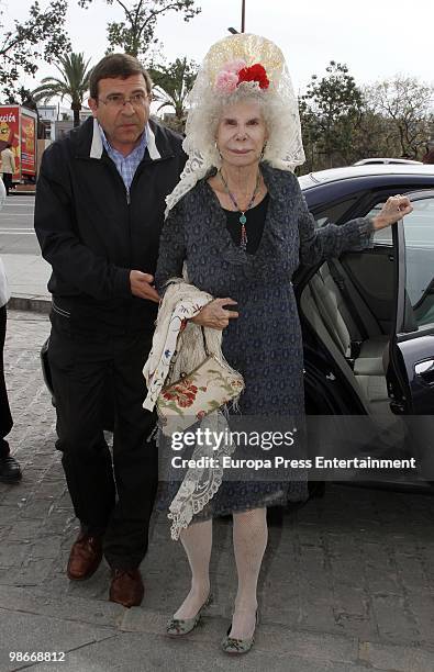 Duchess of Alba, Cayetana Fitz-James Stuart attends the 'Feria de Abril' on April 23, 2010 in Seville, Spain. Feria de Abril is held annually in...