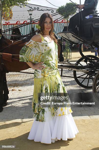 Raquel Revuelta attends the 'Feria de Abril' on April 23, 2010 in Seville, Spain. Feria de Abril is held annually in Seville, and it's the largest...