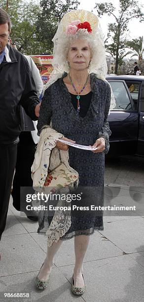 Duchess of Alba, Cayetana Fitz-James Stuart attends the 'Feria de Abril' on April 23, 2010 in Seville, Spain. Feria de Abril is held annually in...