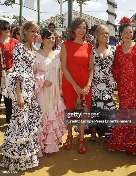 Ana Rosa Quintana attends the 'Feria de Abril' on April 23, 2010 in Seville, Spain. Feria de Abril is held annually in Seville, and it's the largest...