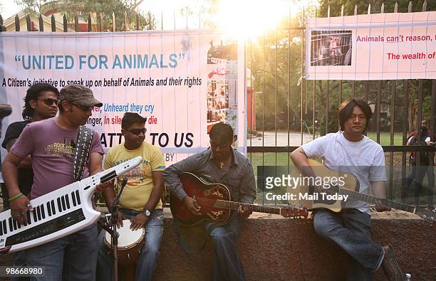Protestors belonging to the United for Animals Campaign to raise their voice against the recent government drive to kill stray dogs at Jantar Mantar...